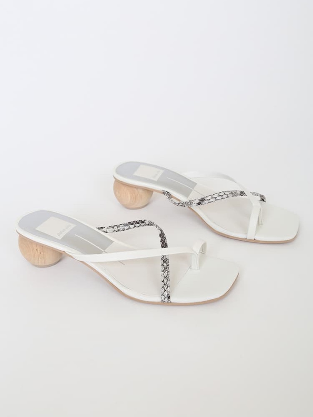 Dolce Vita Betsey Multi Snake Print Leather Sandals White Thong 9 Pattern Strap